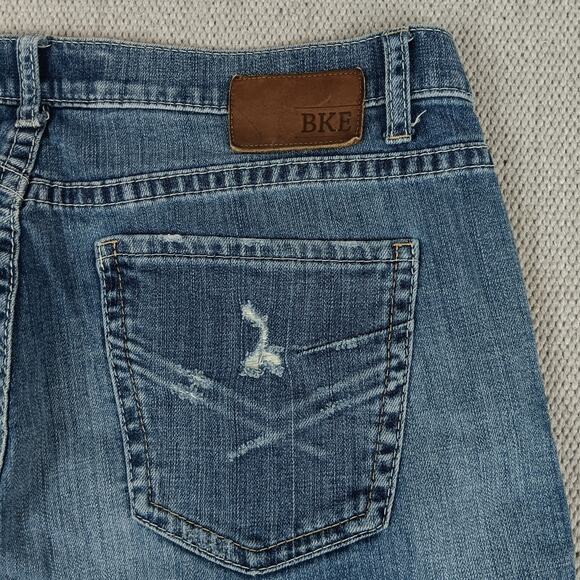 BKE Buckle Tyler Jeans Mens 38R 38X31 Blue Straight Leg Whiskered Distressed - Picture 9 of 14